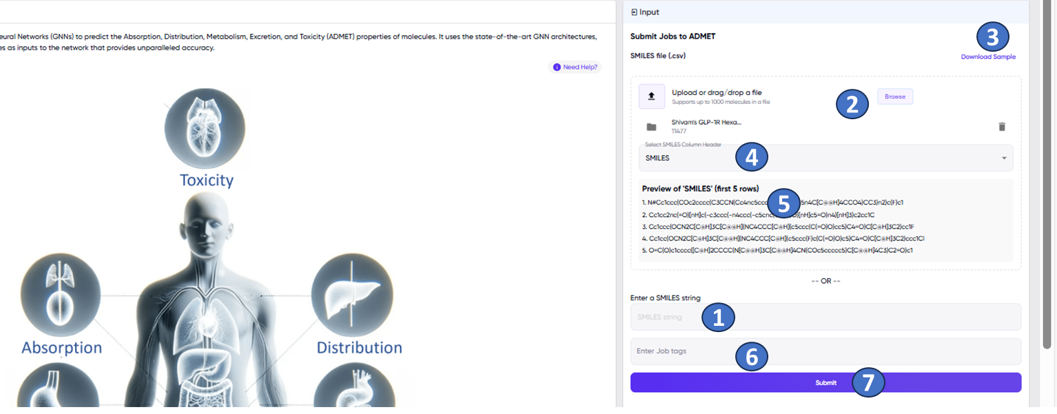 MoleculeGEN ADMET User Inputs
