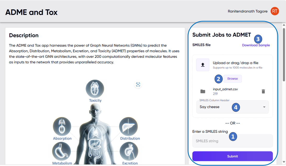 MoleculeGEN ADMET User Inputs