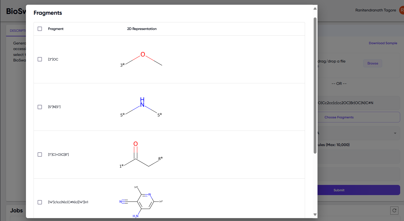 MoleculeGEN BioSwap User Inputs