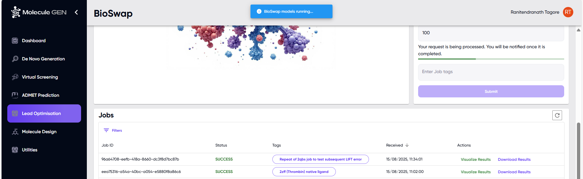 MoleculeGEN BioSwap User Ouput