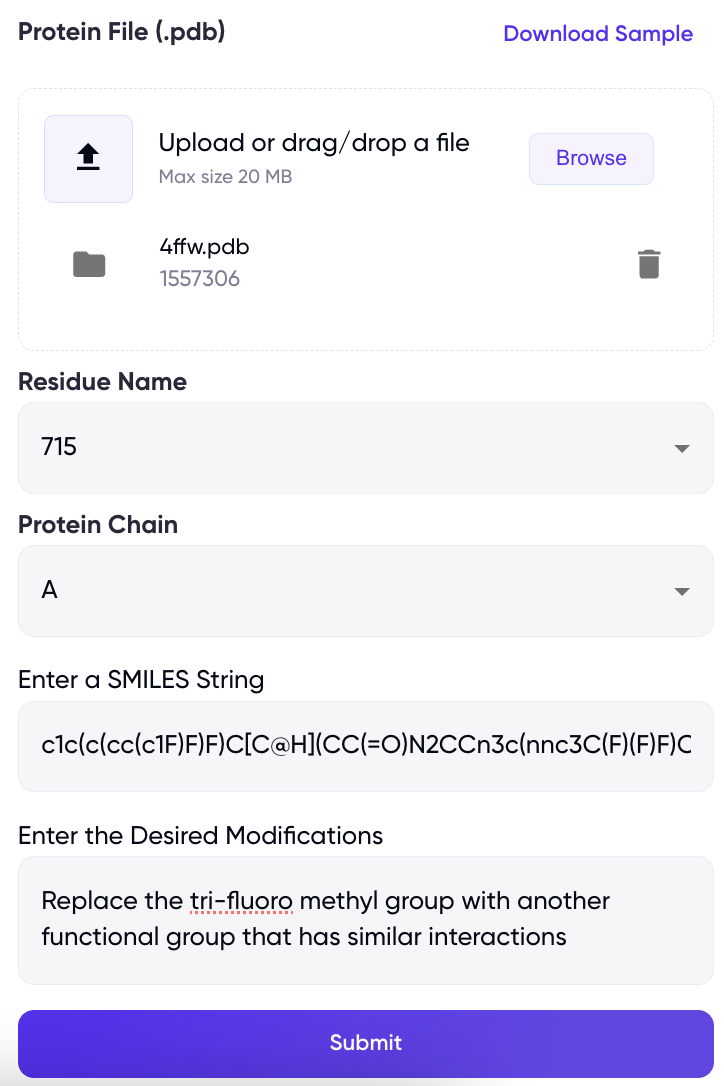 MoleculeGEN CoPilot Input Image