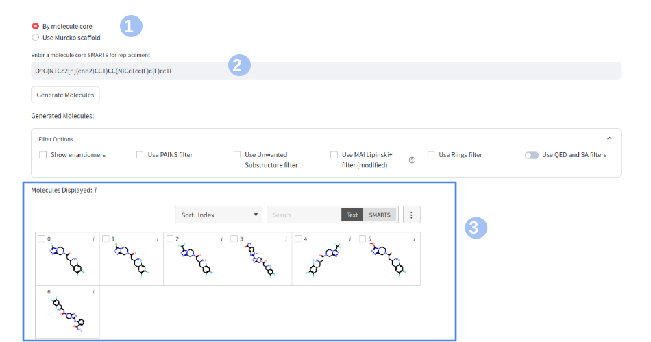 MoleculeGEN SubstituteR Core Selection Image