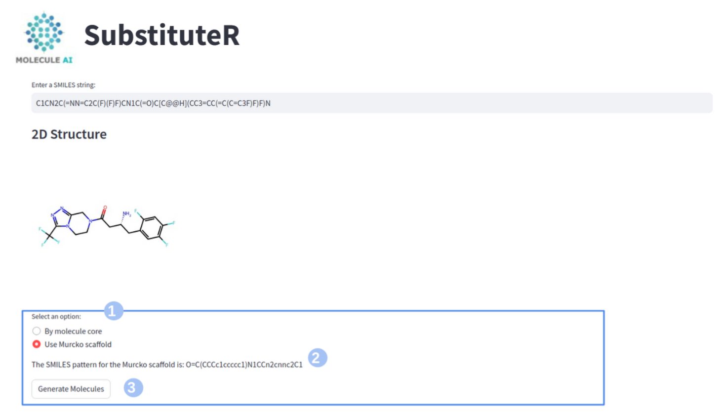 MoleculeGEN SubstituteR Core Selection Image